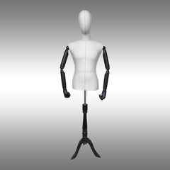 Erkek Ayaklı, Kumaş Kafalı ve Ahşap Kollu Plastik Terzi Manken