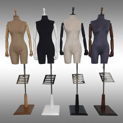 Bayan Kısa Ayaklı, Kafasız, Ahşap Kollu ve Paçalı Plastik Terzi Manken + Gömleklik