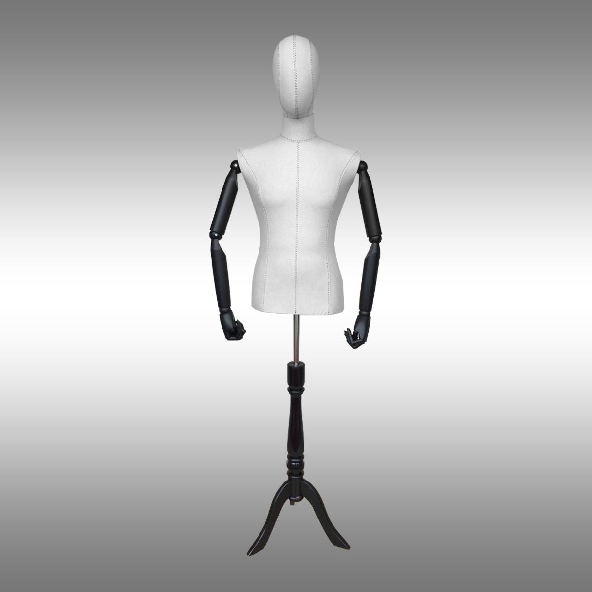 Erkek Ayaklı, Kumaş Kafalı ve Ahşap Kollu Plastik Terzi Manken