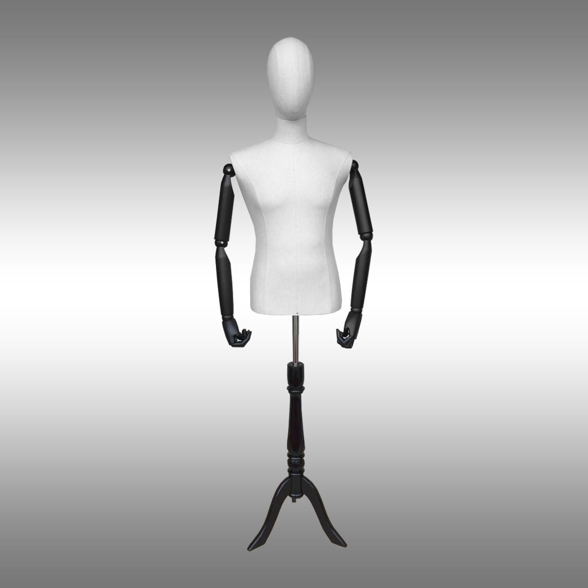 Erkek Ayaklı, Kumaş Kafalı ve Ahşap Kollu Plastik Terzi Manken