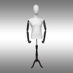 Erkek Ayaklı, Kumaş Kafalı ve Ahşap Kollu Plastik Terzi Manken