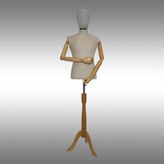 Erkek Ayaklı, Tel Kafalı ve Ahşap Kollu Plastik Terzi Manken