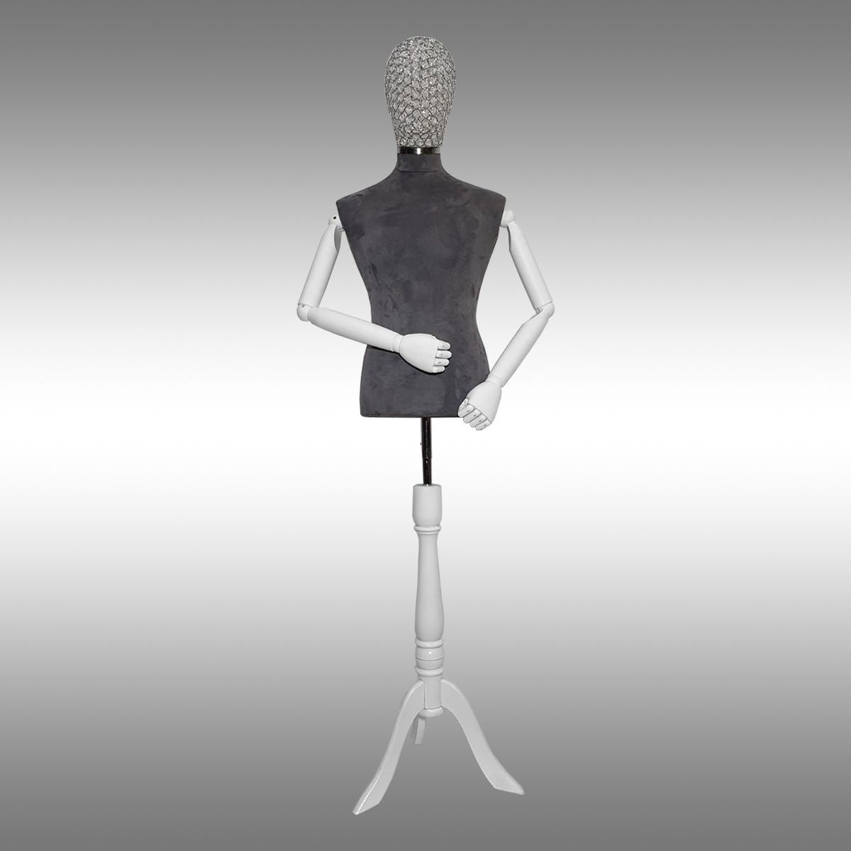 Erkek Ayaklı, Tel Kafalı ve Ahşap Kollu Plastik Terzi Manken