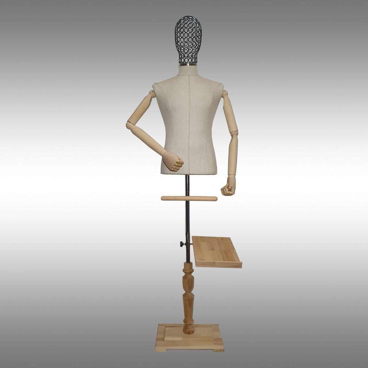 Erkek Ayaklı, Tel Kafalı ve Ahşap Kollu Plastik Terzi Manken