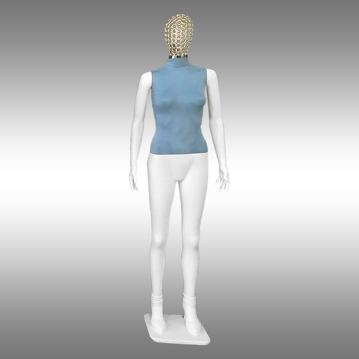 Bayan Tablalı, Süet Kumaşlı ve Tel Kafalı Boy Mankeni