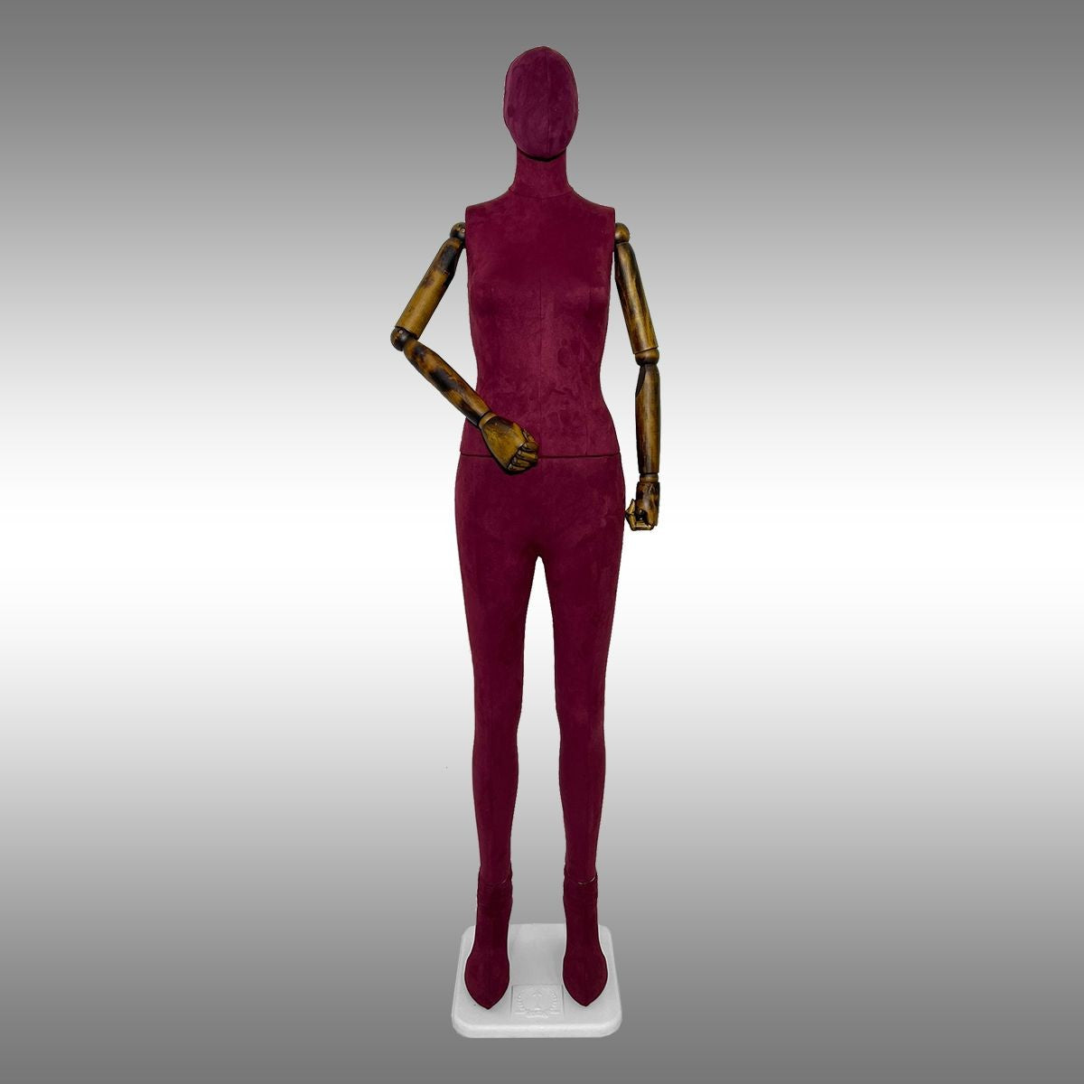 Bayan Tablalı, Süet Kumaşlı ve Ahşap Kollu Boy Mankeni