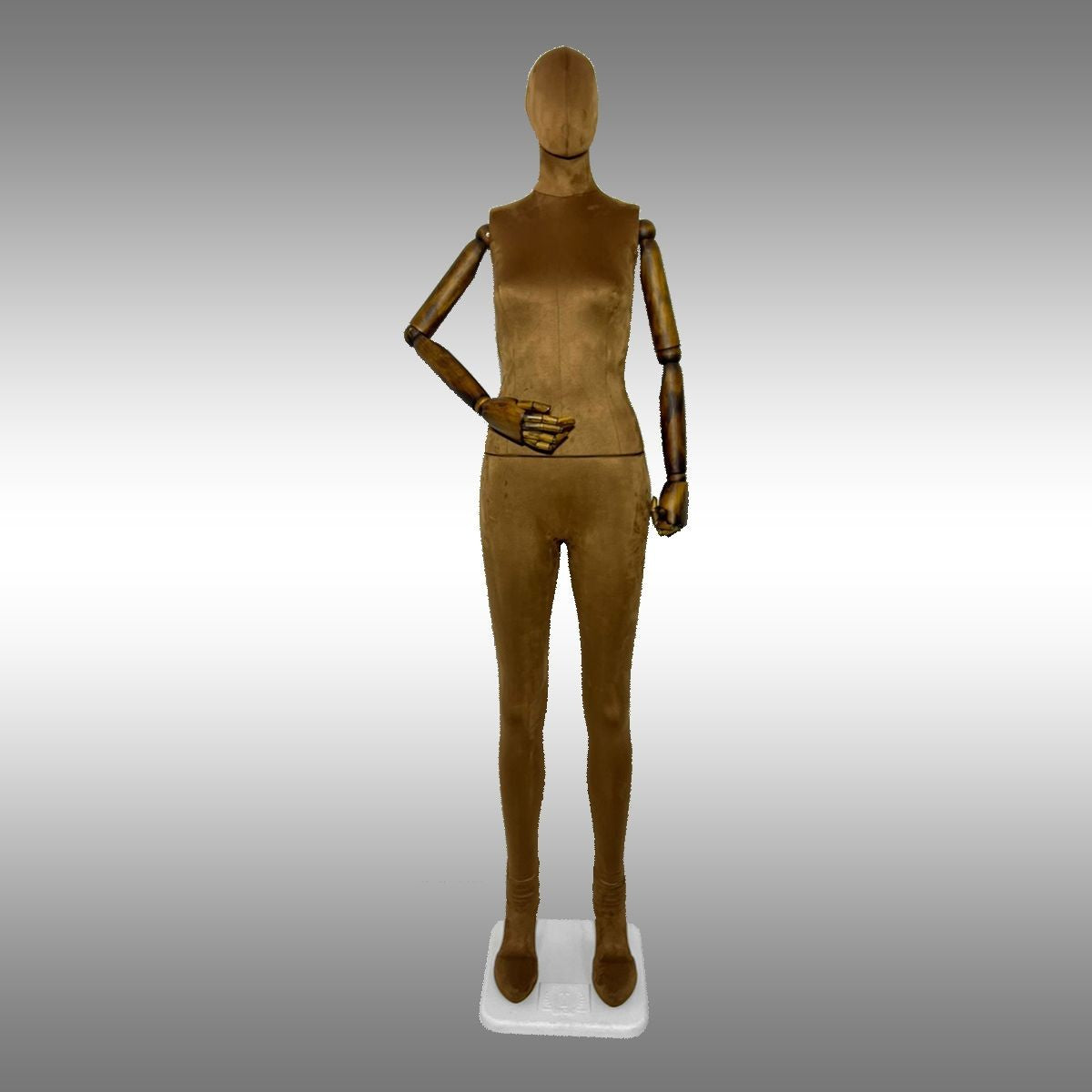 Bayan Tablalı, Süet Kumaşlı ve Ahşap Kollu Boy Mankeni